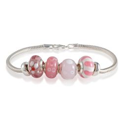 Sterling Silver Pink Glass Bead Starter Bracelet