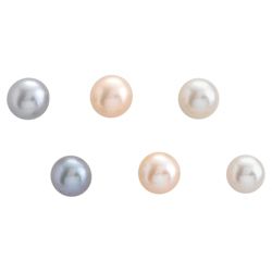 Set of 3 Sterling Silver Pearl Studs