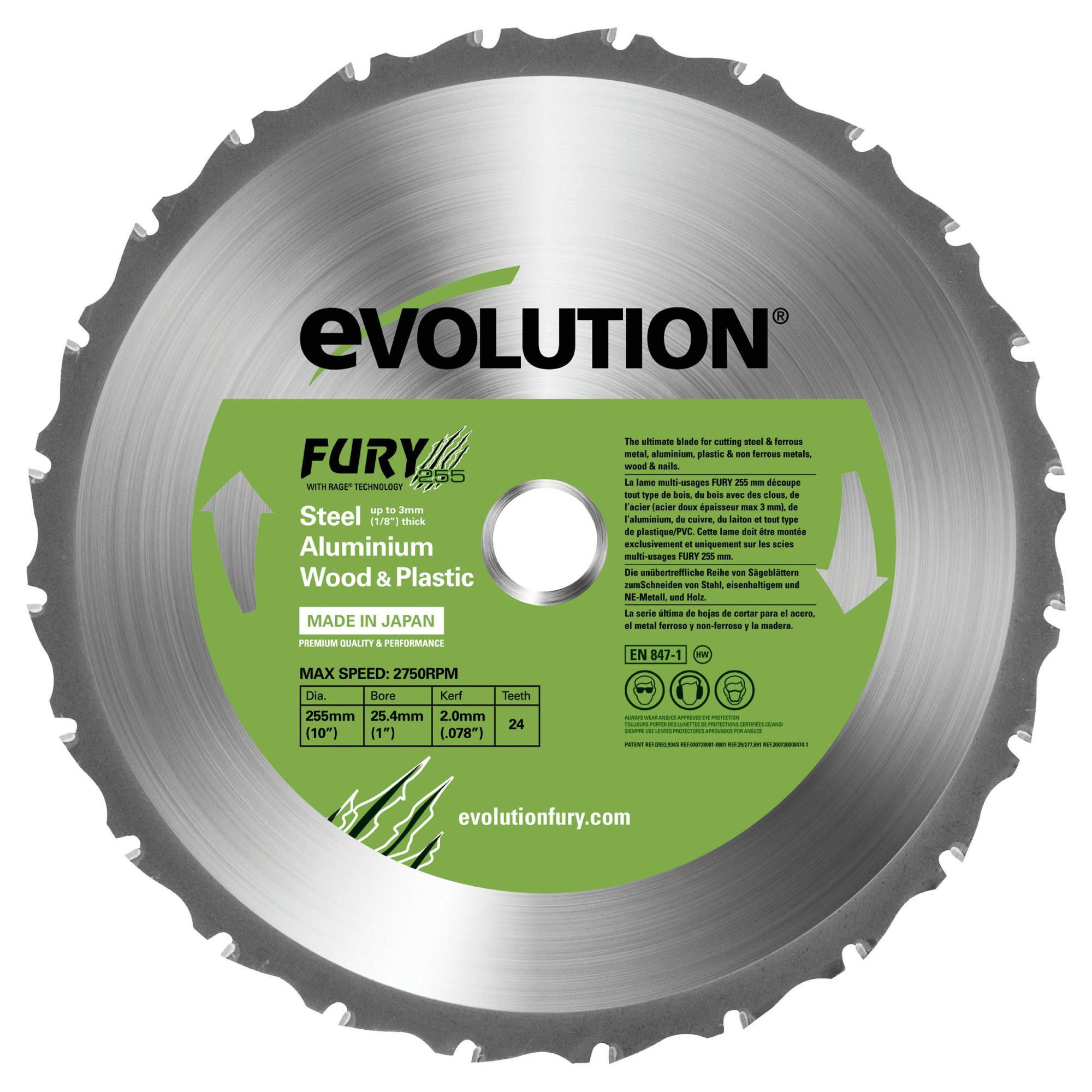 Evolution FURY 255mm Multipurpose TCT Blade (Green)