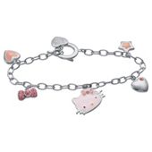 Sterling Silver Hello Kitty Enamel T-Bar Bracelet