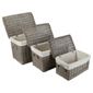 Wicker baskets set of 3 lidded grey wash