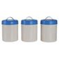 Tesco Enamel Tea, Coffee and Sugar Canister Set, Cream and Blue