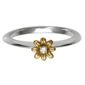Sterling Silver Stacking Ring with Gold Plated Floeer Detail, Medium