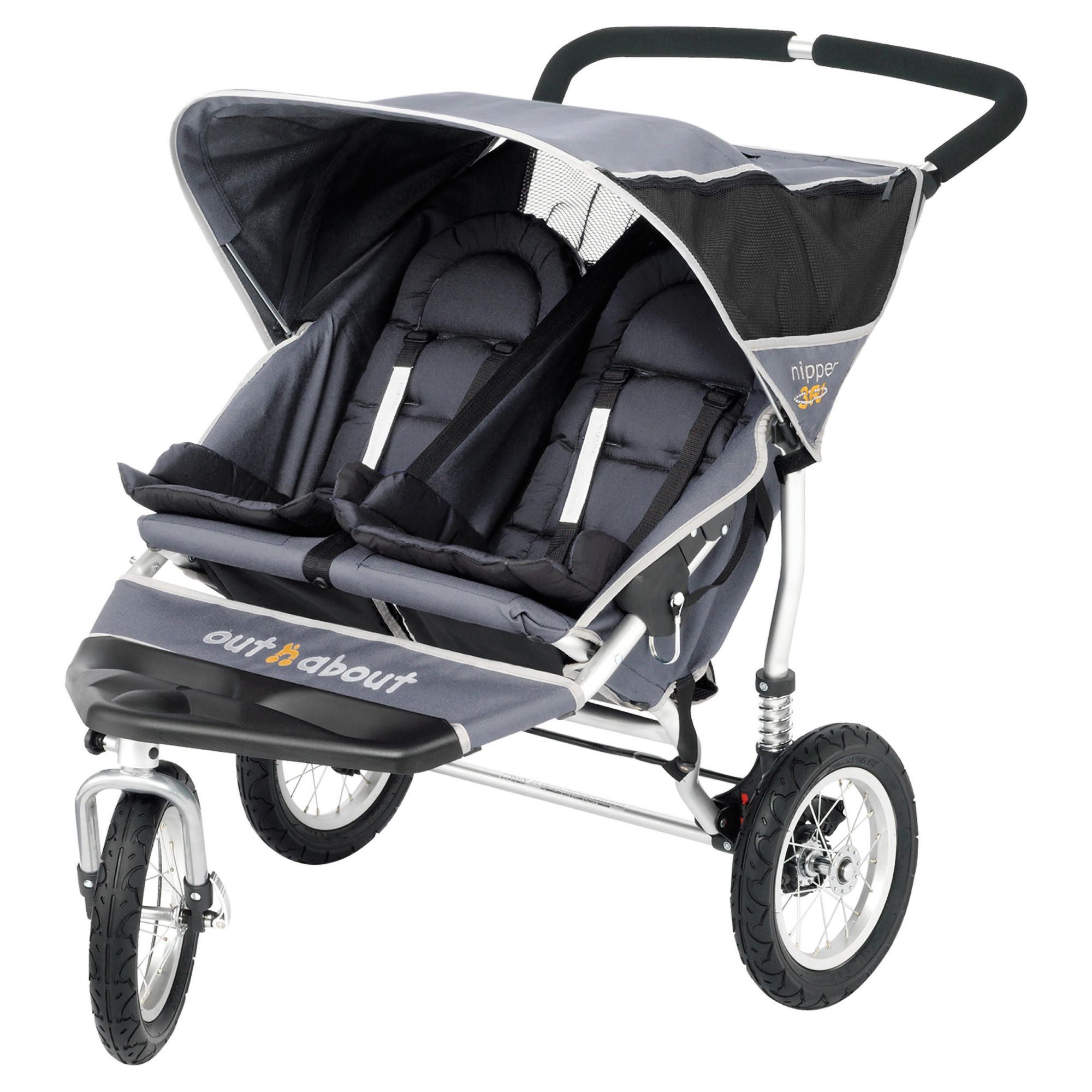 Out'n'About Nipper Double 360 Pushchair, Charcoal
