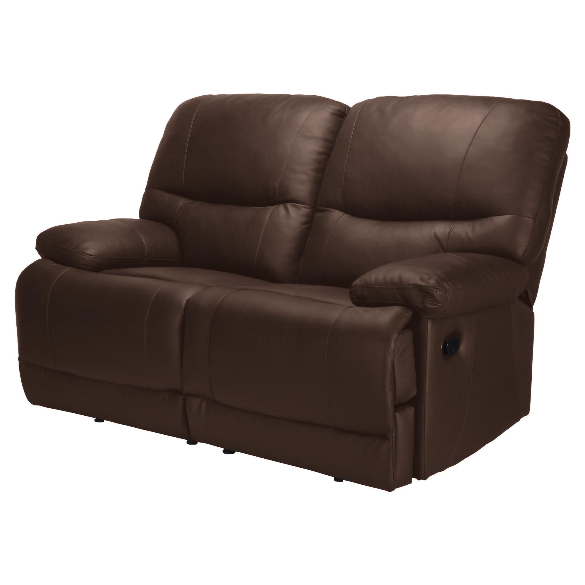 Angelo Leather Small Double Recliner Sofa, Chocolate