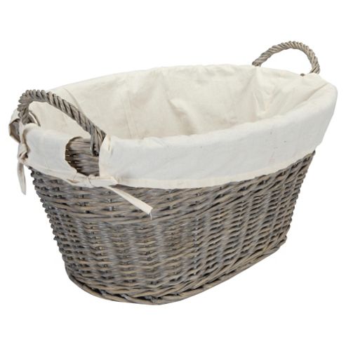 Image of Tesco Wicker Wash Basket, Grey