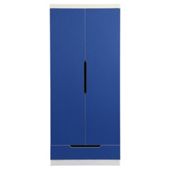 Seattle Kids Double Wardrobe, White & Blue