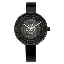 Oasis Stone Set Dial Wacth with black patent strap
