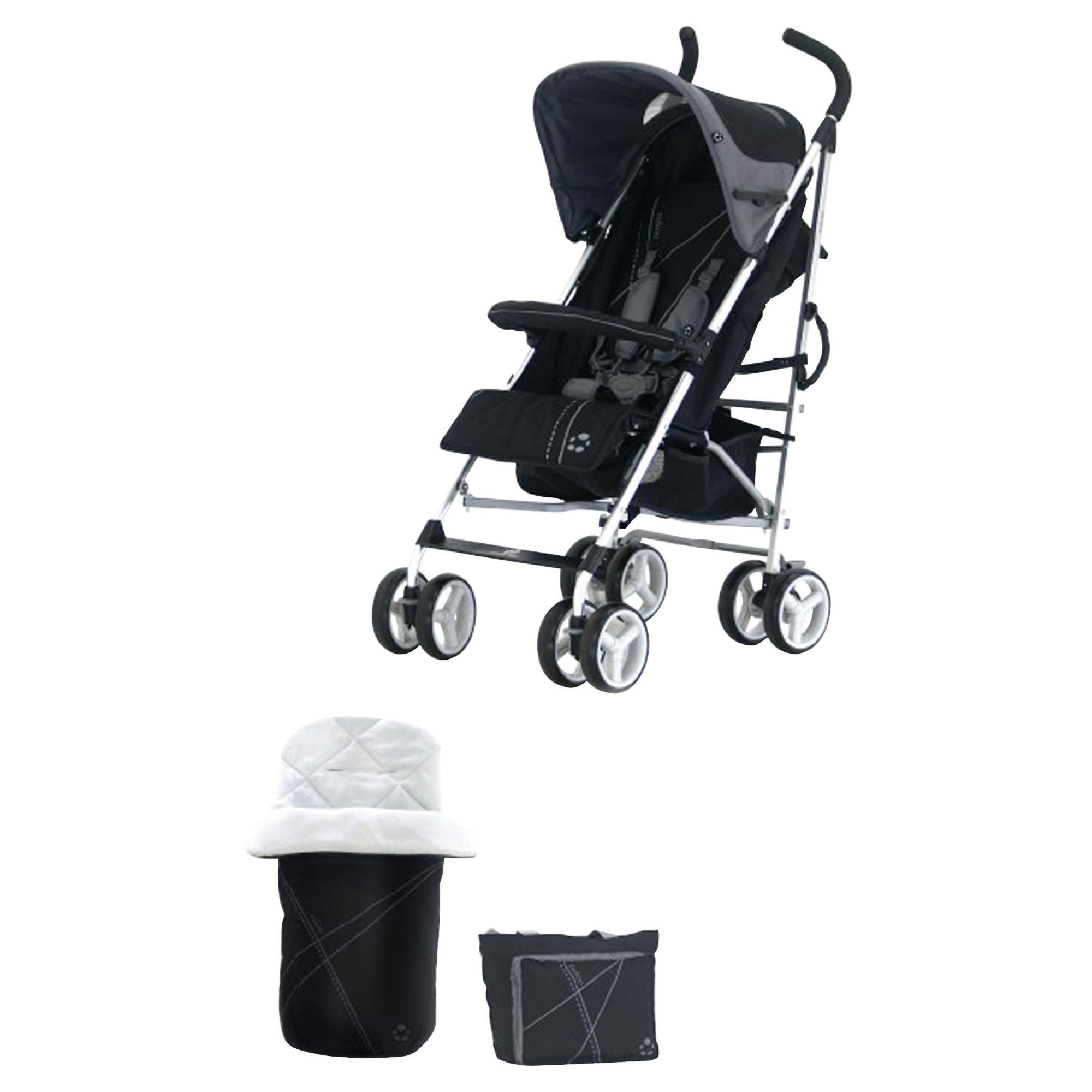 Petite Star Zukoo Pushchair, Footmuff & Change Bag, Raven Black