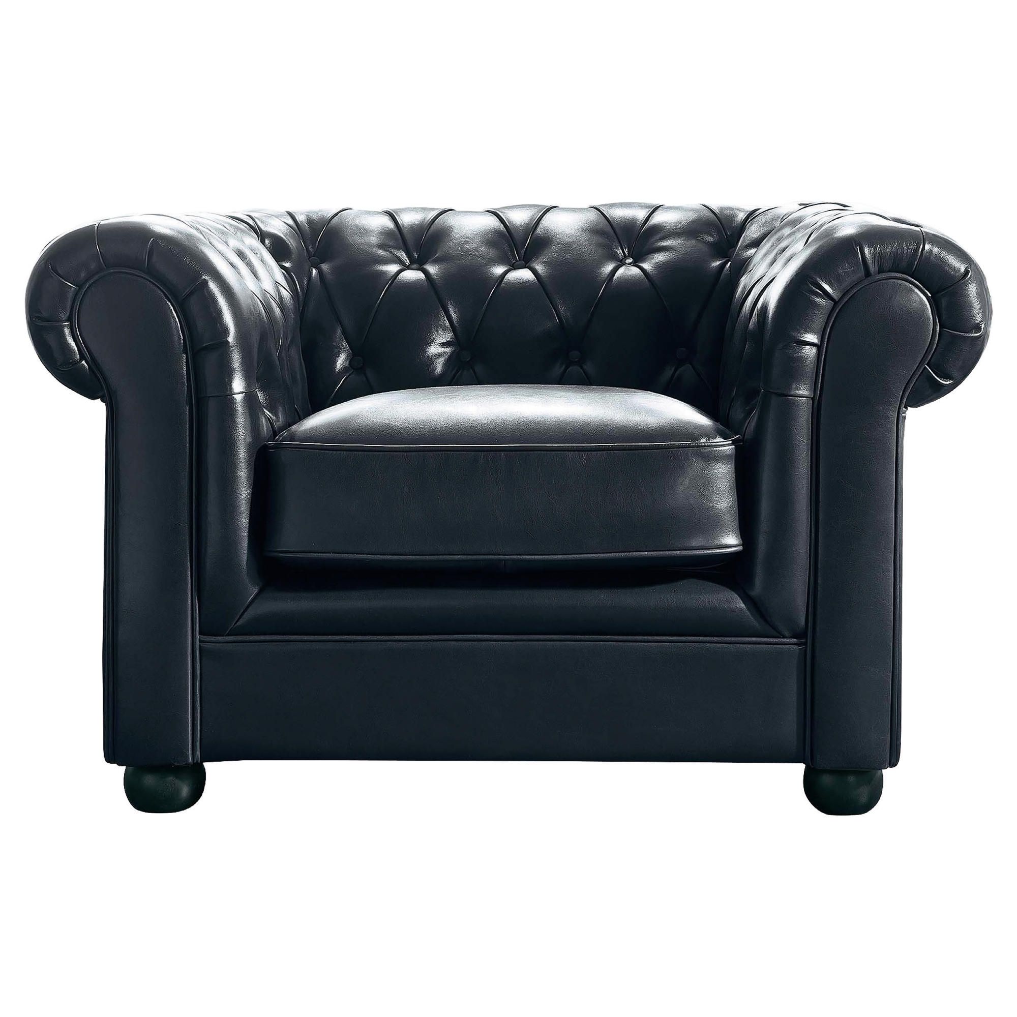 Chesterfield Leather Armchair, Black at Tesco Direct
