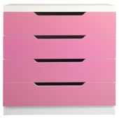 Seattle Kids 4 Drawer Chest, White & Pink