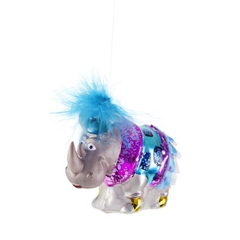 Image of Showgirl Rhino Christmas Tree Glass Bauble Decoration