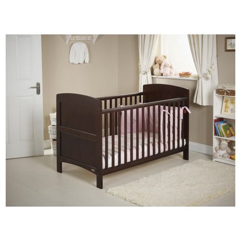 Image of Obaby Grace 4 Piece Cot Bed Set, Dark Pine Cot Bed With Pink Bedding