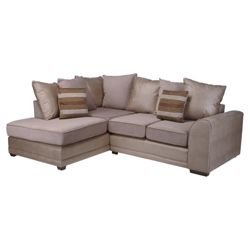 Inca Leather Effect & Fabric Corner Sofa, Natural Left Hand Facing