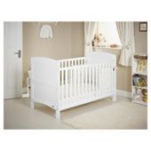 Obaby Grace 4 Piece Cot Bed Set, White Cot Bed with White Bedding (includes mattress, quilt & bumper)