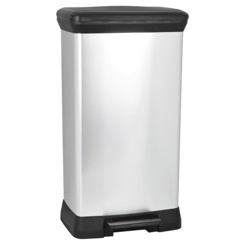 Image of Curver Deco 50 Litre Pedal Bin, Silver