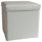 Faux Leather Ottoman Small Cream