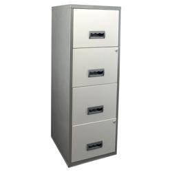 Pierre Henry A4 4 Drawer Maxi Filing Cabinet, Silver With White Drawers