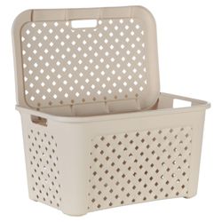 Arianna large laundry basket with lid, angora