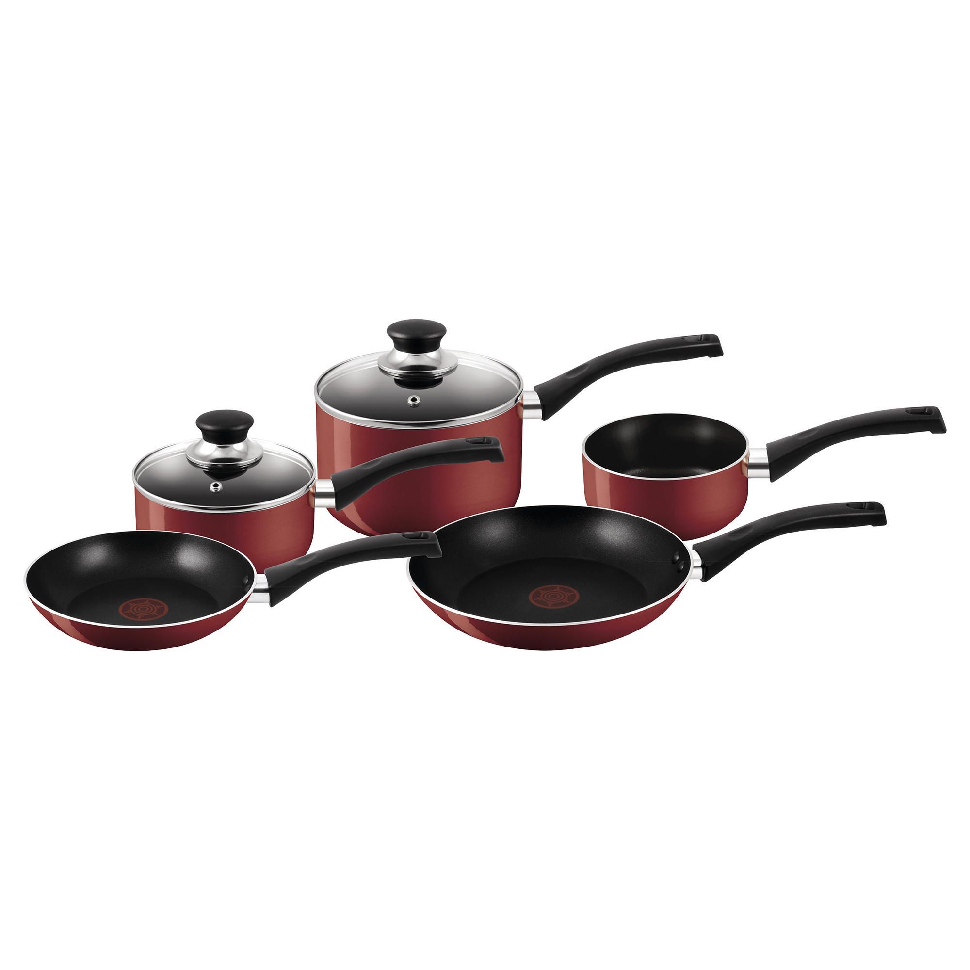 Tefal Bistro 5 Piece Saucepan Set, Red