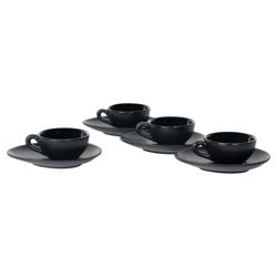 Nigella Lawson Living Kitchen Set of 4 Espresso Cups and Saucers, Black