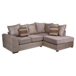 Inca Leather Effect & Fabric Corner Sofa, Natural Right Hand Facing