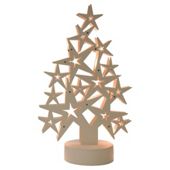 Wooden Star tree with 10 warm white LED lights, white
