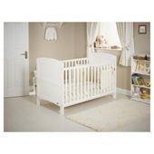 Obaby Grace 4 Piece Cot Bed Set, White Cot Bed with Cream Bedding (includes mattress, quilt & bumper)