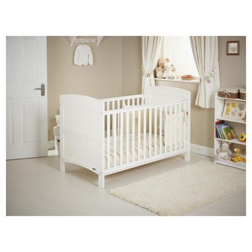 Image of Obaby Grace 4 Piece Cot Bed Set, White Cot Bed With Cream Bedding