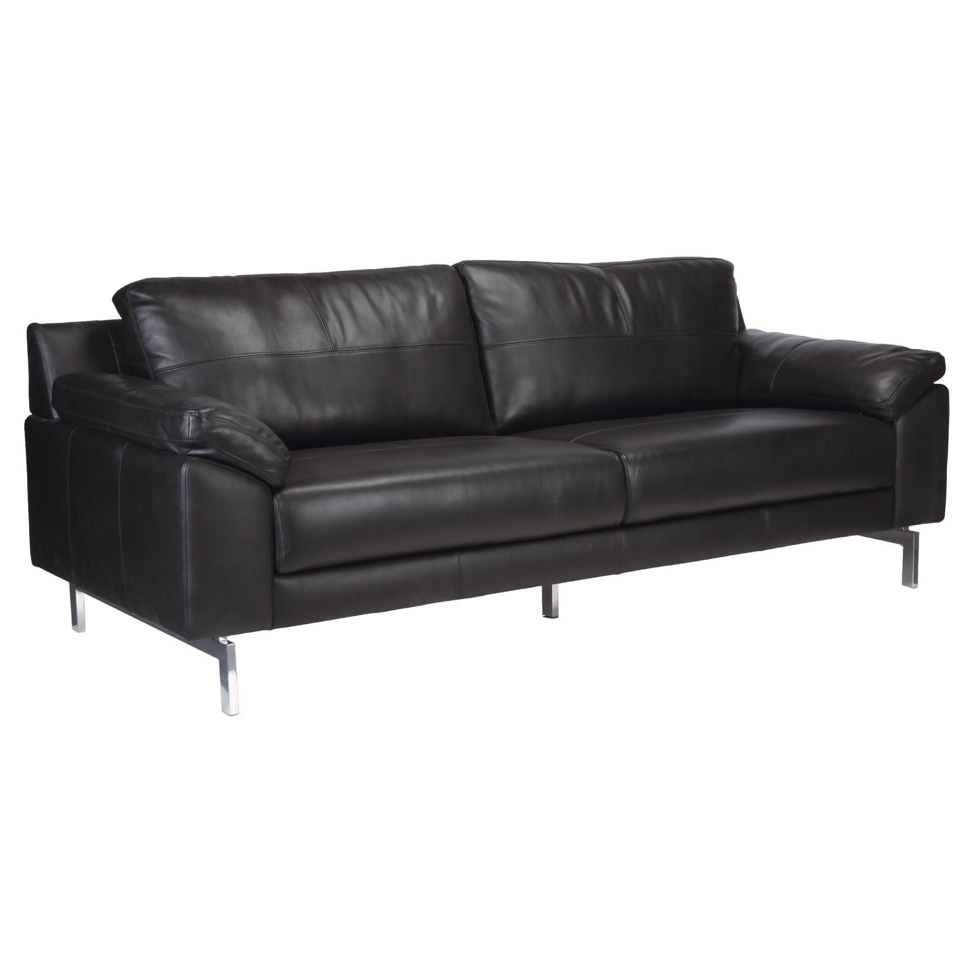 Sicily Large Leather Sofa, Black