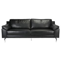 Sicily Large Leather Sofa, Black
