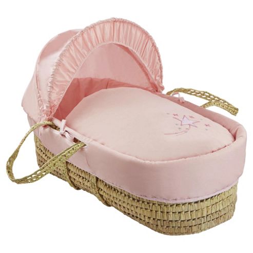 Image of Clair De Lune Starburst Palm Moses Basket - Pink
