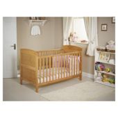 Obaby Grace 4 Piece Cot Bed Set, Country Pine Cot Bed With Pink Bedding (includes mattress, quilt & bumper)