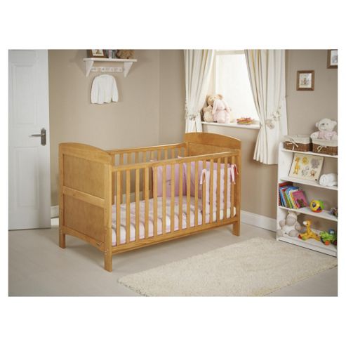 Image of Obaby Grace 4 Piece Cot Bed Set, Country Pine Cot Bed With Pink Bedding