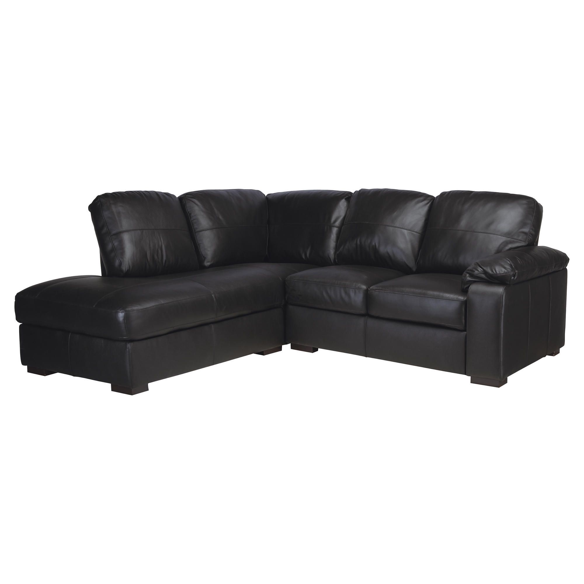 Ashmore Leather Corner Sofa, Black Left Hand Facing at Tesco Direct