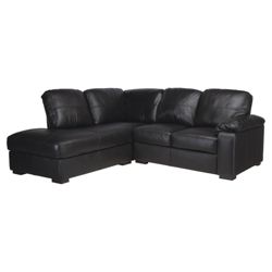 Ashmore Leather Corner Sofa, Black Left Hand Facing