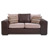 Inca Medium Leather Effect & Fabric Sofa, Mocha