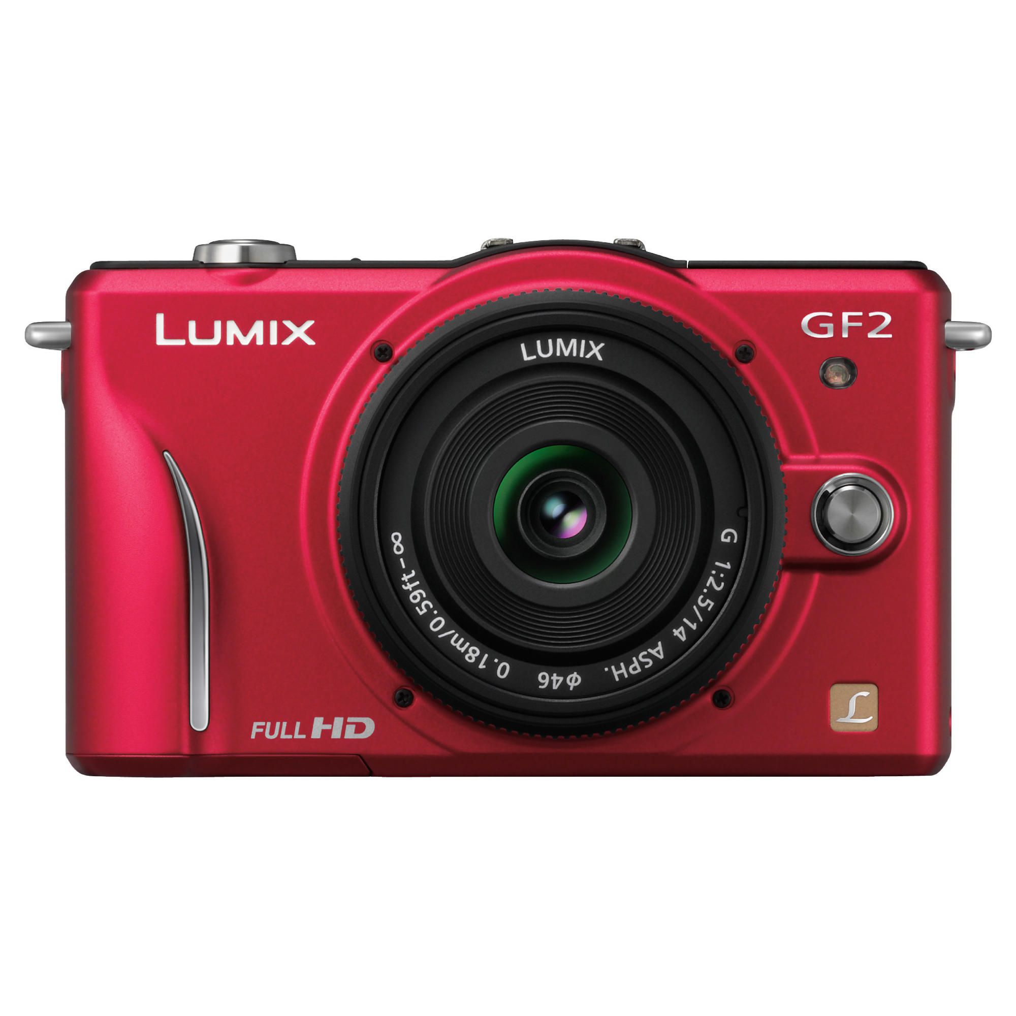 Panasonic Lumix GF2 Compact System Camera (with 14mm Lens) - Red