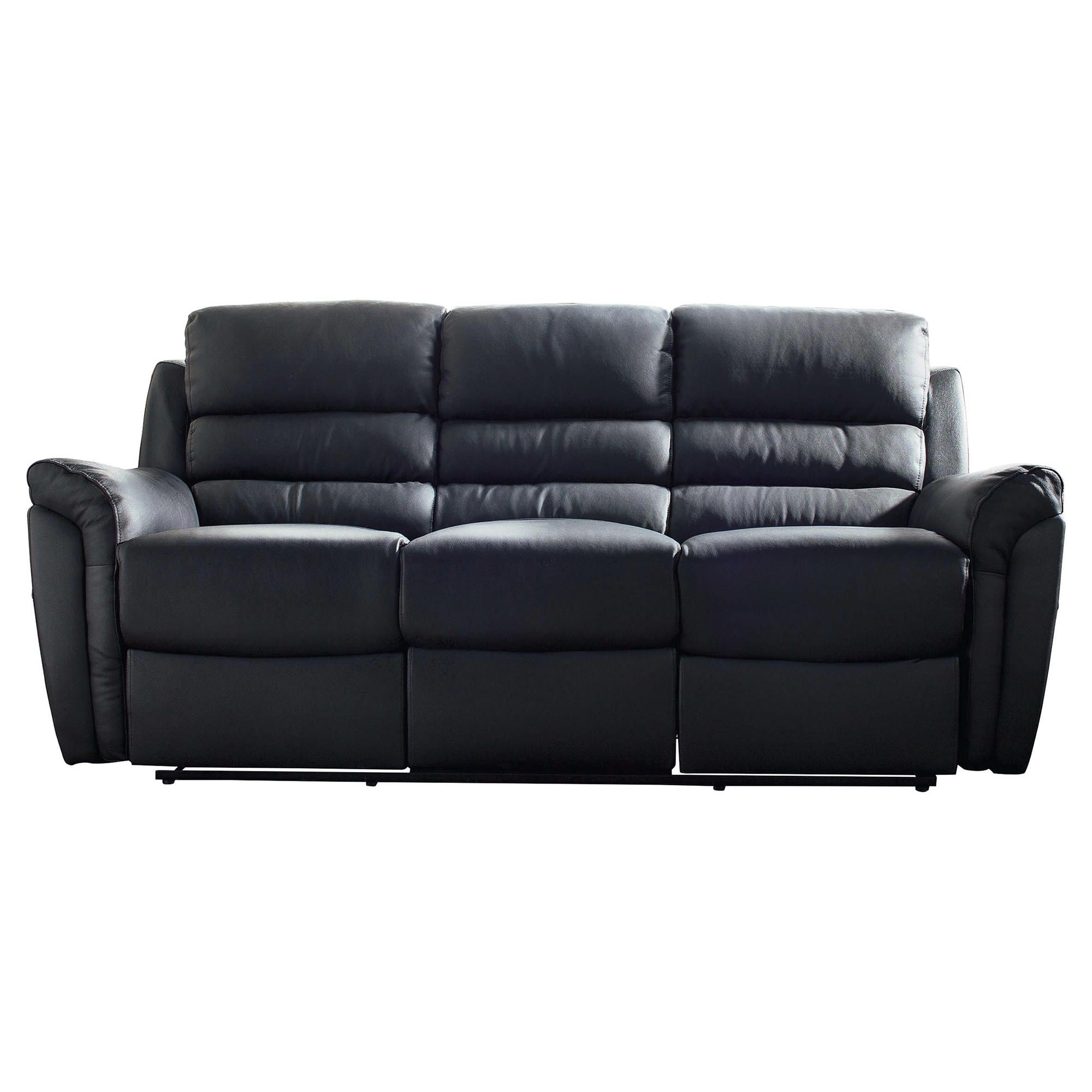 Chloe Large Leather Recliner Sofa Black at Tesco Direct