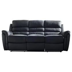 Chloe Large Leather Recliner Sofa Black
