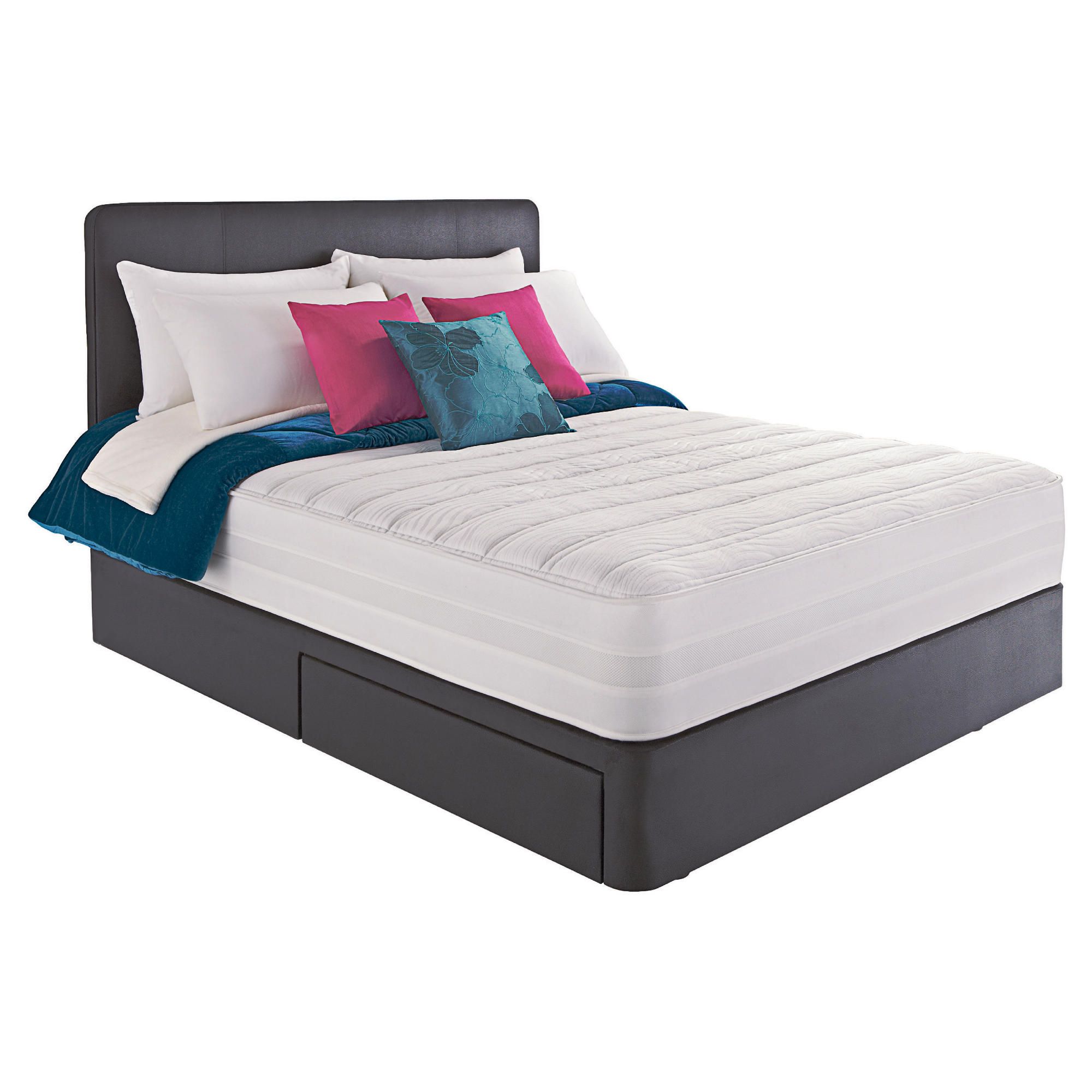 Silentnight Pocketzing 3 Bed Black Faux Leather Single 2 Drawer Set (Including Headboard)