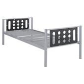 Domino Single Bed Frame, Silver & Black Headboard