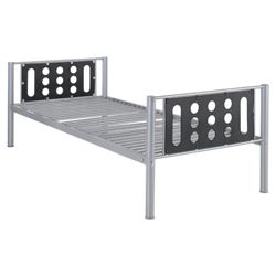 Domino Single Bed Frame, Silver & Black Headboard