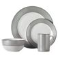 Tesco Pinstripe 16 Piece, 4 Person Dinner Set - Black & White.