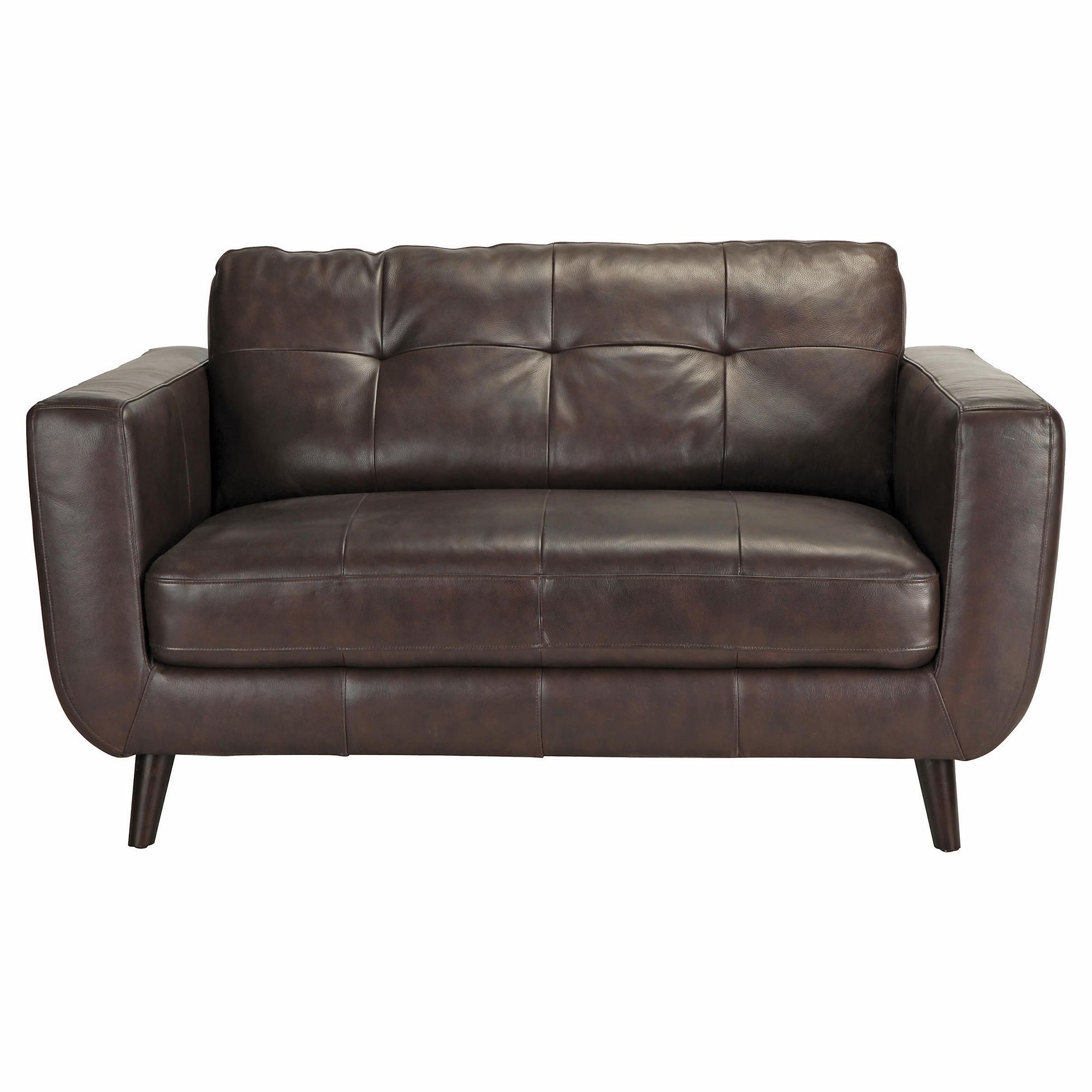 Lorenzo Leather Small Sofa Chocolate at Tesco Direct