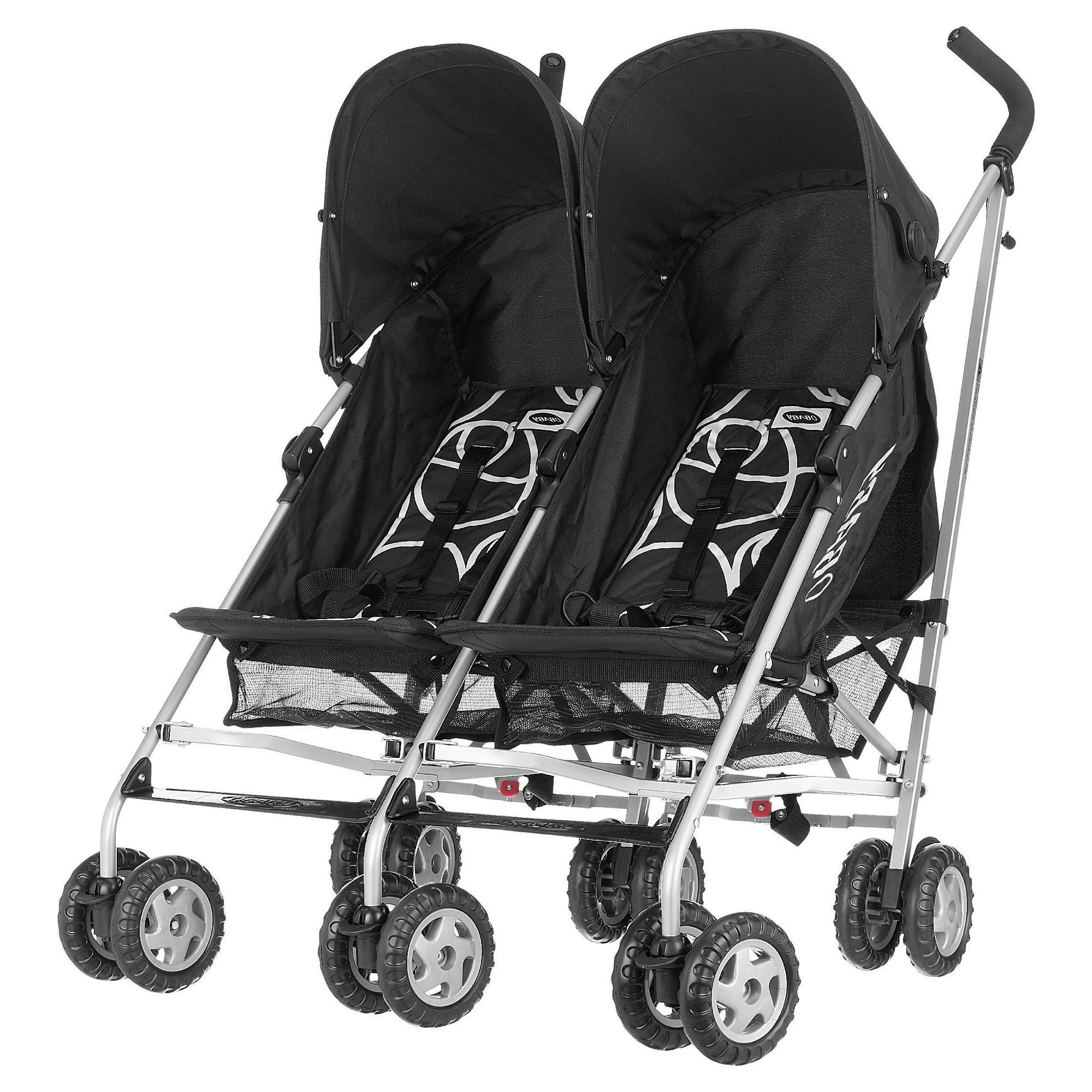 Obaby Apollo Twin Pushchair, Black Scribble