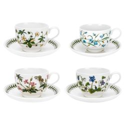 Portmeirion Botanic Garden Set of 4 Teacups and Saucers.