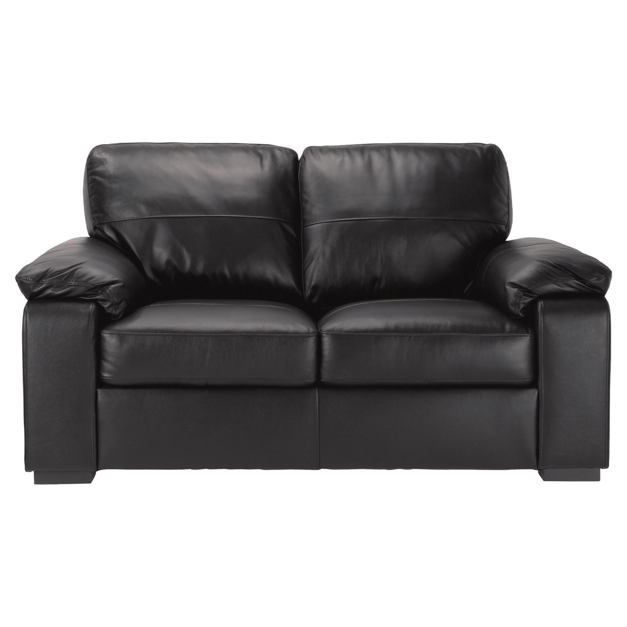 Ashmore Small Leather Sofa, Black at Tesco Direct