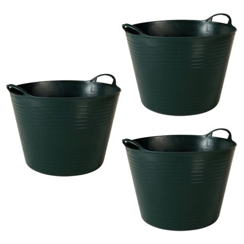 Image of Tesco Plastic 42l Flexi Tub - 3 Pack, Green