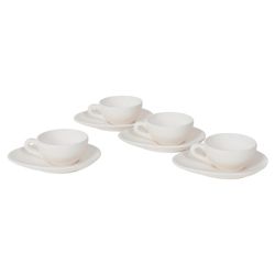 Nigella Lawson Living Kitchen Set of 4 Espresso Cups and Saucers, Cream